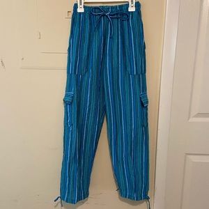 Blue High Waisted Beachy Pull-On Pants